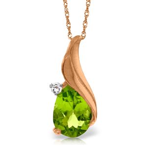 ALARRI 2.03 Carat 14K Solid Rose Gold Necklace Diamond Peridot