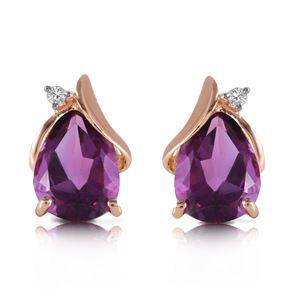 ALARRI 3.16 Carat 14K Solid Rose Gold Stud Earrings Diamond Amethyst
