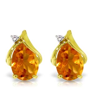 ALARRI 3.26 CTW 14K Solid Gold Stud Earrings Diamond Citrine