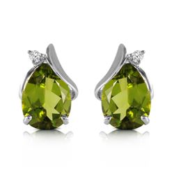 ALARRI 4.26 Carat 14K Solid White Gold Stud Earrings Diamond Peridot