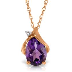 ALARRI 1.53 Carat 14K Solid Rose Gold Necklace Diamond Amethyst