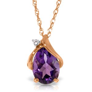 ALARRI 1.53 Carat 14K Solid Rose Gold Necklace Diamond Amethyst