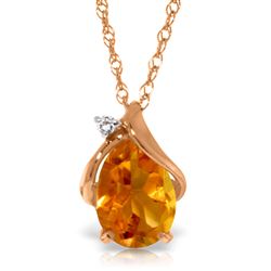 ALARRI 1.63 Carat 14K Solid Rose Gold Necklace Diamond Citrine
