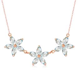 ALARRI 4.2 Carat 14K Solid Rose Gold Necklace Natural Aquamarine