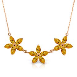 ALARRI 4.2 CTW 14K Solid Rose Gold Necklace Natural Citrine