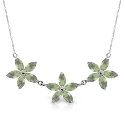 ALARRI 4.2 Carat 14K Solid White Gold Necklace Natural Green Amethyst