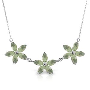 ALARRI 4.2 Carat 14K Solid White Gold Necklace Natural Green Amethyst