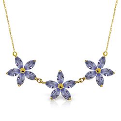 ALARRI 4 Carat 14K Solid Gold Necklace Natural Tanzanite