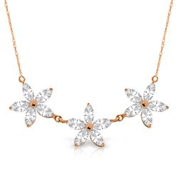 ALARRI 4.75 Carat 14K Solid Rose Gold Necklace Natural White Topaz