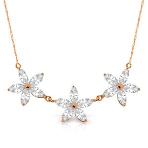 ALARRI 4.75 Carat 14K Solid Rose Gold Necklace Natural White Topaz