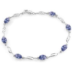 ALARRI 14K Solid White Gold Tennis Bracelet w/ Tanzanite & Diamonds