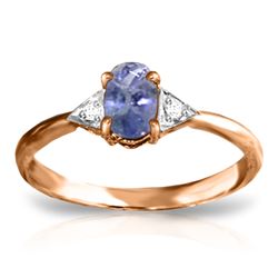 ALARRI 14K Solid Rose Gold Ring w/ Diamonds & Tanzanite