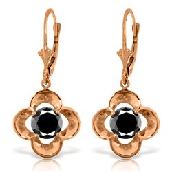 ALARRI 14K Solid Rose Gold Leverback Earrings with 1.0 Carat Black Diamond