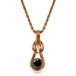 ALARRI 14K Solid Rose Gold Necklace with Natural 0.50 Carat Black Diamond
