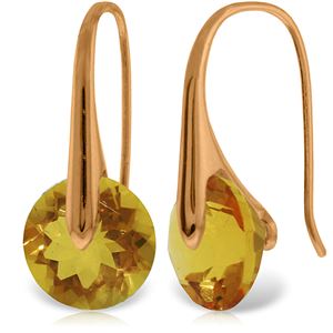 ALARRI 14K Solid Rose Gold Fish Hook Earrings w/ Citrines