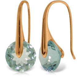 ALARRI 14K Solid Rose Gold Fish Hook Earrings with Blue Topaz