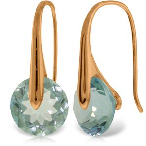 ALARRI 14K Solid Rose Gold Fish Hook Earrings w/ Blue Topaz