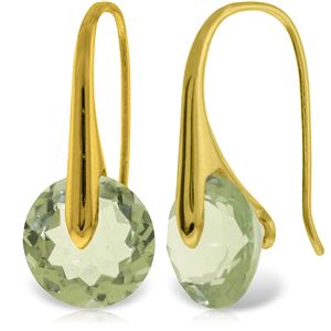 ALARRI 14K Solid Gold Fish Hook Earrings w/ Green Amethyst