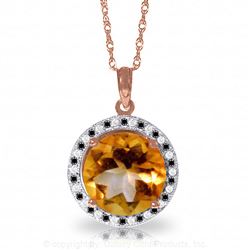 ALARRI 14K Solid Rose Gold Natural Black / White Diamonds & Citrine Necklace