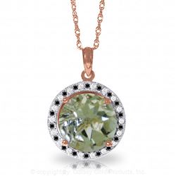 ALARRI 14K Solid Rose Gold Black / White Diamonds & Green Amethyst Necklace