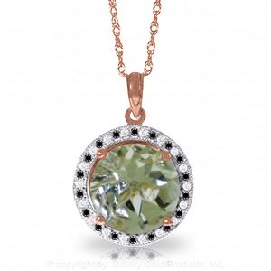 ALARRI 14K Solid Rose Gold Black / White Diamonds & Green Amethyst Necklace