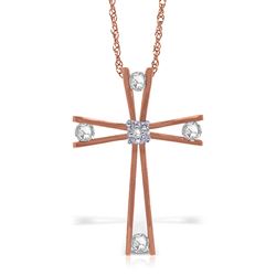 ALARRI 14K Solid Rose Gold Cross Necklace with Natural 0.45 Carat Diamonds
