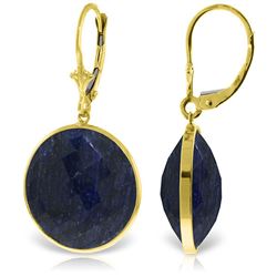 ALARRI 14K Solid Gold Leverback Earrings w/ Checkerboard Cut Round Sapphires
