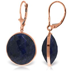ALARRI 14K Solid Rose Gold Leverback Earrings w/ Checkerboard Cut Round Sapphires