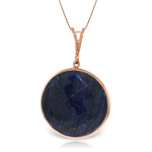 ALARRI 14K Solid Rose Gold Necklace w/ Checkerboard Cut Round Sapphire