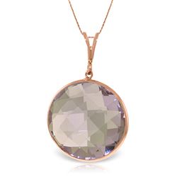 ALARRI 14K Solid Rose Gold Necklace with Checkerboard Cut Round Amethyst