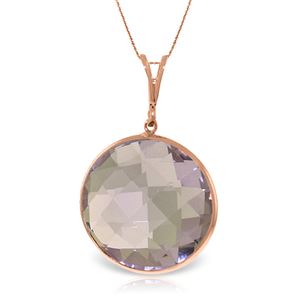 ALARRI 14K Solid Rose Gold Necklace w/ Checkerboard Cut Round Amethyst