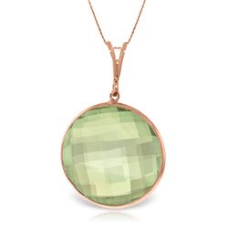 ALARRI 14K Solid Rose Gold Necklace w/ Checkerboard Cut Round Green Amethyst