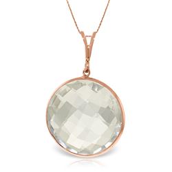 ALARRI 14K Solid Rose Gold Necklace with Checkerboard Cut Round White Topaz