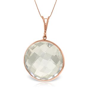 ALARRI 14K Solid Rose Gold Necklace w/ Checkerboard Cut Round White Topaz
