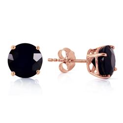 ALARRI 14K Solid Rose Gold Stud Earrings with 7.0 Carat Natural Black Diamonds