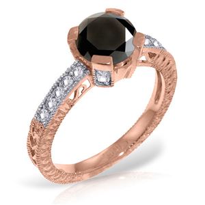 ALARRI 14K Solid Rose Gold Ring w/ Natural White & Black Diamonds