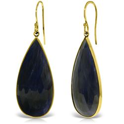 ALARRI 14K Solid Gold Fish Hook Earrings w/ Checkerboard Cut Sapphires