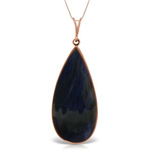 ALARRI 14K Solid Rose Gold Necklace w/ Checkerboard Cut Sapphire