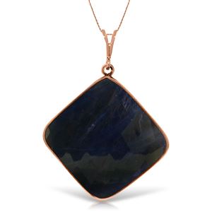 ALARRI 14K Solid Rose Gold Necklace w/ Checkerboard Cut Sapphire