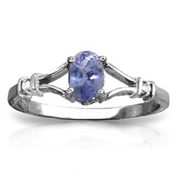 ALARRI 14K Solid White Gold Ring w/ Natural Diamonds & Tanzanite