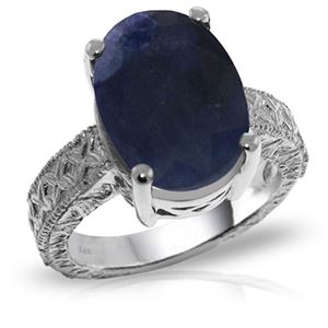 ALARRI 14K Solid White Gold Ring w/ Natural Oval Sapphire