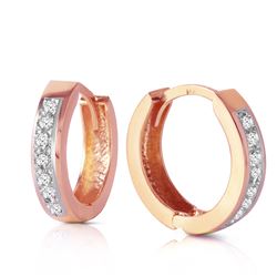 ALARRI 14K Solid Rose Gold Hoop Huggie Earrings w/ Diamonds