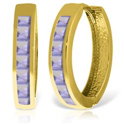 ALARRI 14K Solid Gold Hoop Huggie Earrings w/ Tanzanites