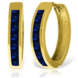 ALARRI 14K Solid Gold Hoop Huggie Earrings w/ Sapphires