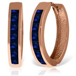 ALARRI 14K Solid Rose Gold Hoop Huggie Earrings w/ Sapphires