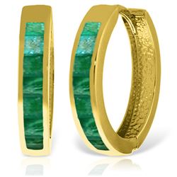 ALARRI 14K Solid Gold Hoop Huggie Earrings w/ Emeralds