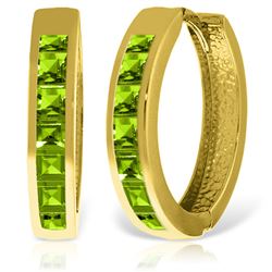 ALARRI 14K Solid Gold Hoop Huggie Earrings w/ Peridots