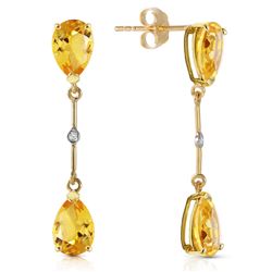 ALARRI 14K Solid Gold Diamonds & Citrines Dangling Earrings