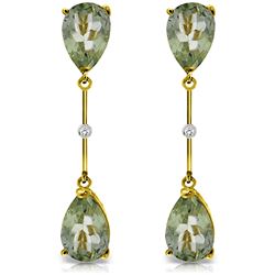 ALARRI 14K Solid Gold Diamonds & Green Amethysts Dangling Earrings
