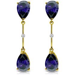 ALARRI 14K Solid Gold Diamonds & Sapphires Dangling Earrings
